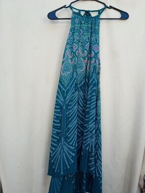 O'Neill Teal Paisley Backless Maxi Dress